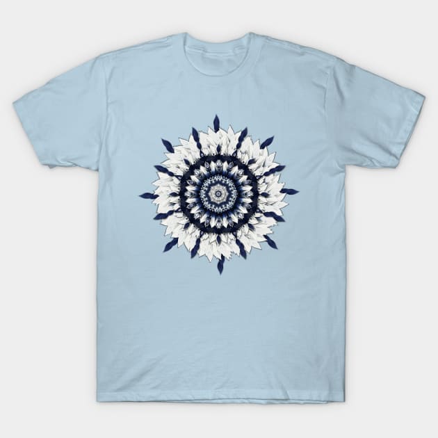 Blue Sash Flower Mandala T-Shirt by DISmithArt